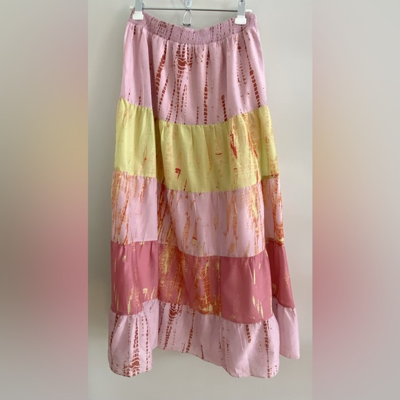 Anthropologie Tiered Tie-Dye Maxi Skirt size L new with tag - Picture 2 of 7